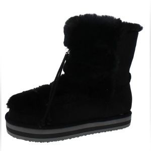 New  Sun + Stone Remii Womens Faux Suede Fuzzy Winter & Snow Boots